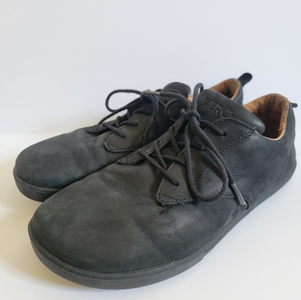 Xero Shoes Glenn Men’s Dress-Casual Nubuck Leather Barefoot Shoes Black 9.5 US